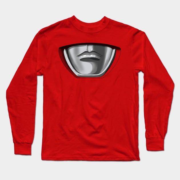 Mighty Morphin Power Mask RED Long Sleeve T-Shirt by BossFightMAM